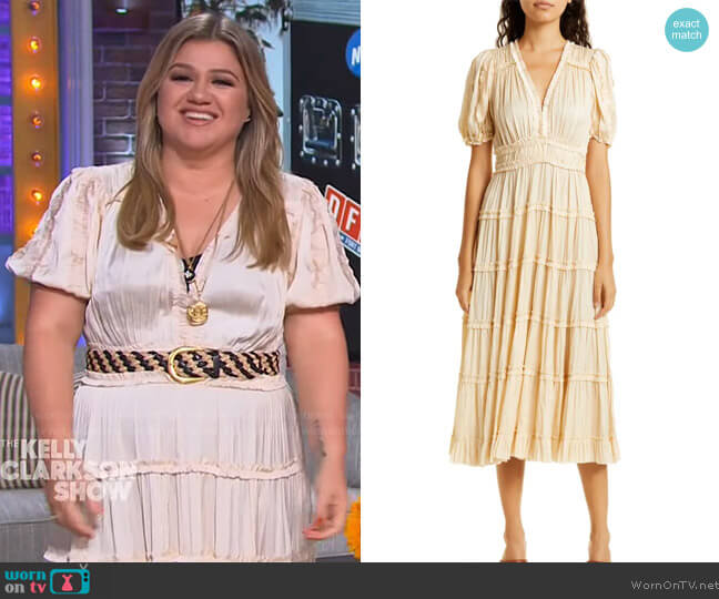 Ulla Johnson Rose Tiered Dress worn by Kelly Clarkson on The Kelly Clarkson Show