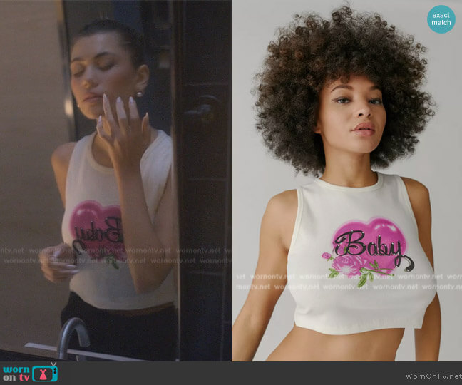 WornOnTV: Kiela's white floral knit cropped tank on Grown-ish