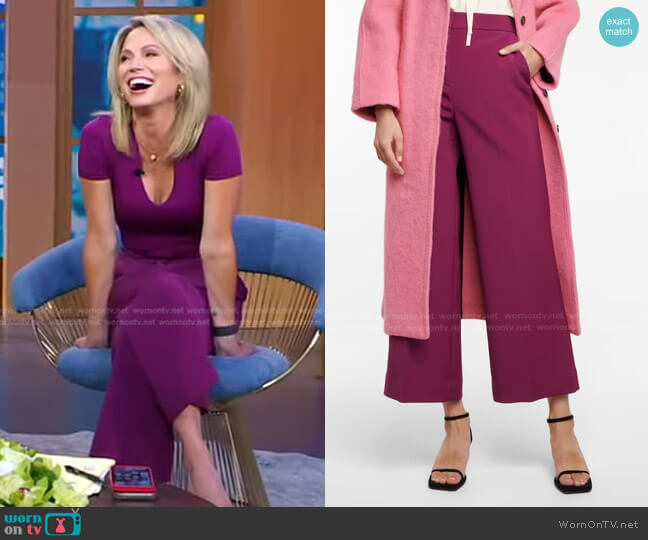 Victoria Beckham High-Rise Wide Pants worn by Amy Robach on Good Morning America