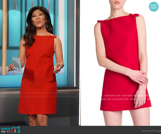 Valentino Bow-Strap & Open-Back Minidress worn by Julie Chen on Big Brother