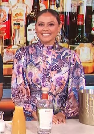 Vanessa Lachey’s purple floral dress on Access Daily