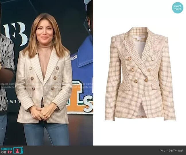 Veronica Beard Miller Plaid Double Breasted Blazer worn by Kit Hoover on Access Hollywood