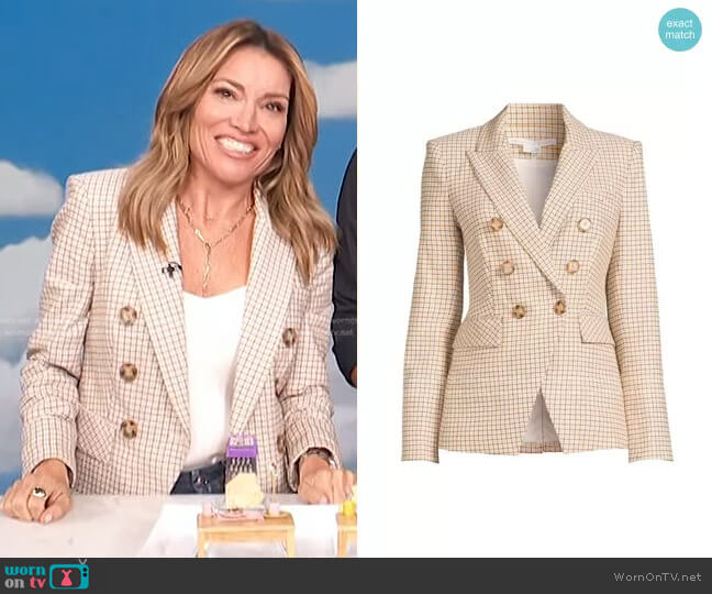 Veronica Beard Miller Plaid Double Breasted Blazer worn by Kit Hoover on Access Hollywood