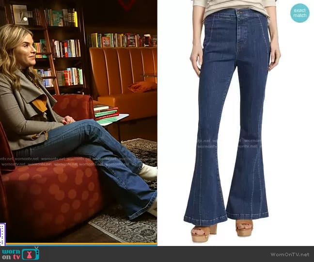 Veronica Beard Sheridan Seamed High-Rise Bell-Bottom Jeans worn by Jenna Bush Hager on Today