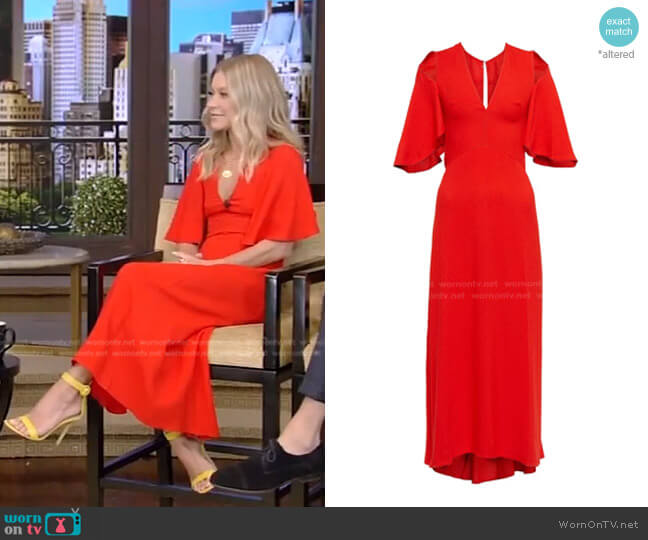 Victoria Beckham V-neck dress worn by Kelly Ripa on Live with Kelly and Ryan