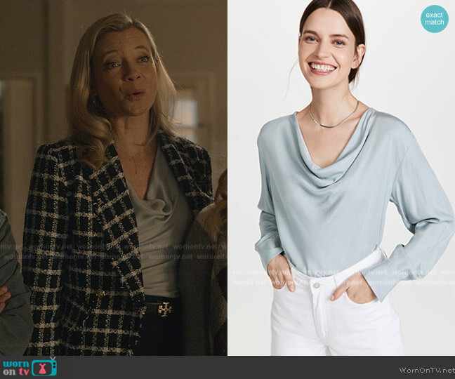 Vince Draped Cowl Neck Pullover worn by Barbara Whitmore (Amy Smart) on Stargirl