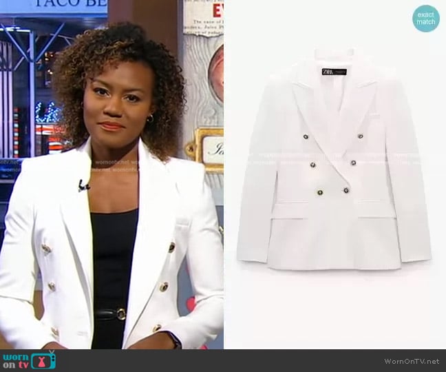 Zara Tailored Double Breasted Blazer worn by Janai Norman on Good Morning America