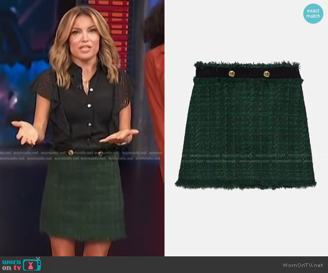 Zara Tweed Mini Skirt worn by Kit Hoover on Access Hollywood