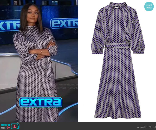 Zara Circle Print Satin Dress worn by Rachel Lindsay on Extra