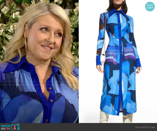 Aaizel Abstract Point-Collar Shirtdress worn by JJ (Angela Bishop) on The Bold and the Beautiful