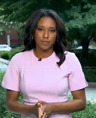 Rachel's pink split short sleeve dress on Good Morning America