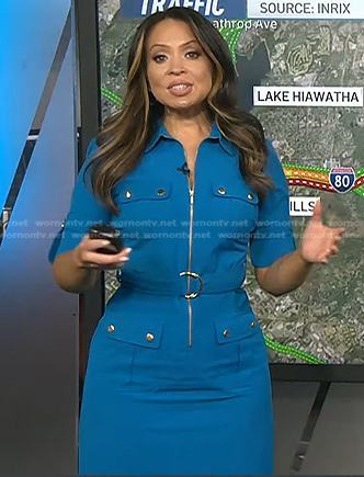 Adelle's blue belted utility dress on Today