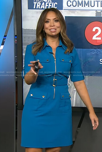 Adelle Caballero’s blue belted utility dress on Today
