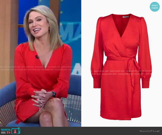 WornOnTV: Amy’s red wrap mini dress on Good Morning America | Amy ...