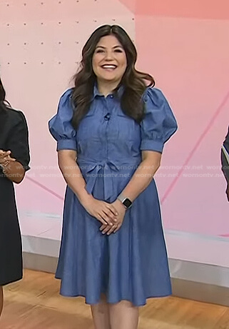 Adrianna’s blue puff sleeve midi dress on Today
