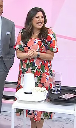 Adrianna’s floral puff sleeve midi dress on Today