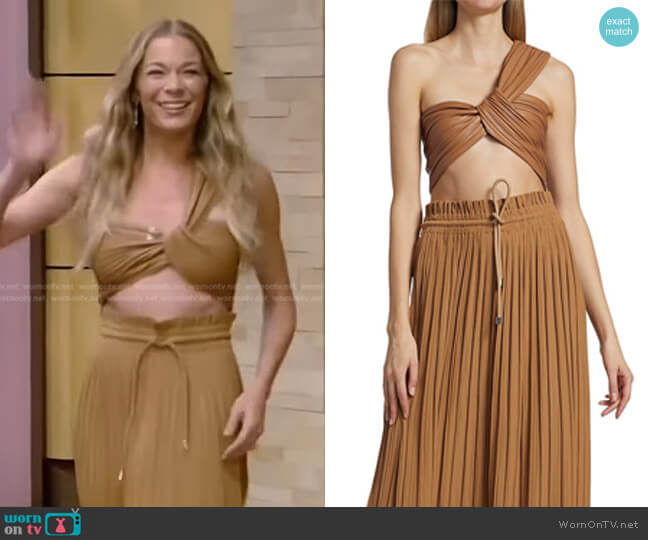 A.L.C. Athena Cropped One-Shoulder Faux Leather Top worn by LeAnn Rimes on Live with Kelly and Ryan