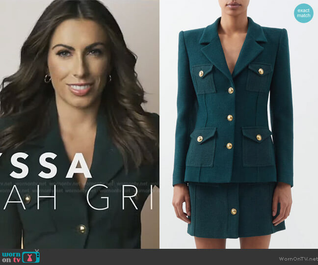 Alessandra Rich Patch-pocket wool-blend bouclé suit jacket worn by Alyssa Farah Griffin on The View