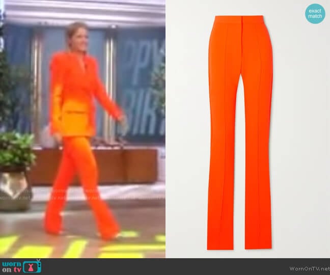 Alex Perry Reed neon stretch-crepe slim-leg pants worn by Sara Haines on The View