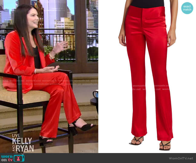 Alice + OliviaOlivia Flared Satin Pants worn by Lauren Graham on Live with Kelly and Ryan