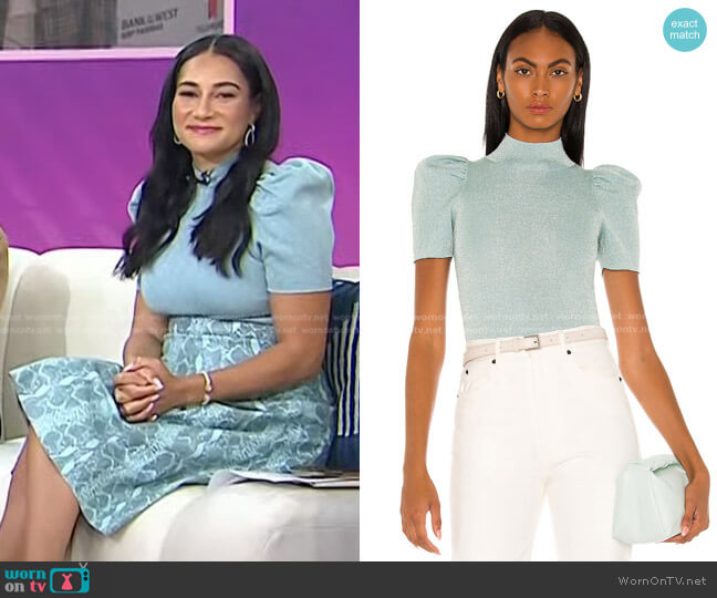 Alice + Olivia Issa Puff Sweater Top worn by Morgan Radford on Today