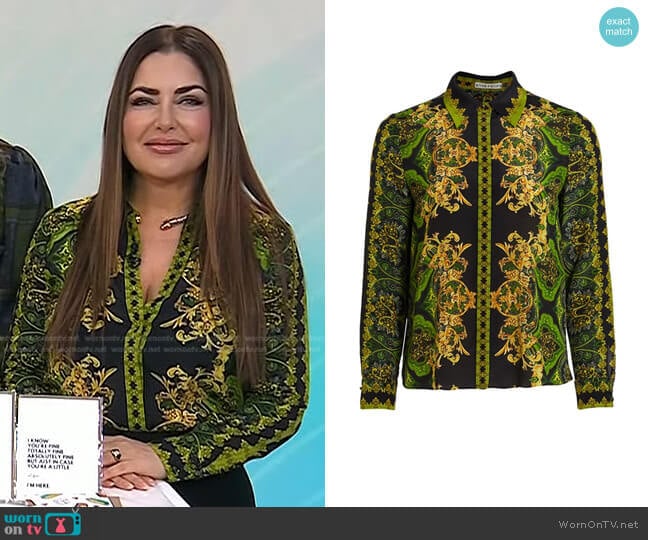 Alice + Olivia Willa Print Silk Shirt worn by Bobbie Thomas on Today