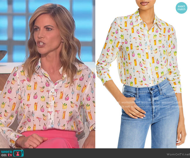Alice and Olivia Willa Silk Blouse worn by Natalie Morales on The Talk