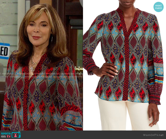 Alice + Olivia Sheila Blouson Sleeve Blouse worn by Kate Roberts (Lauren Koslow) on Days of our Lives