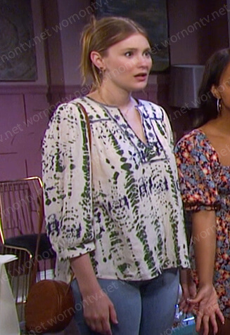 Allie’s tie dye embroidered top on Days of our Lives