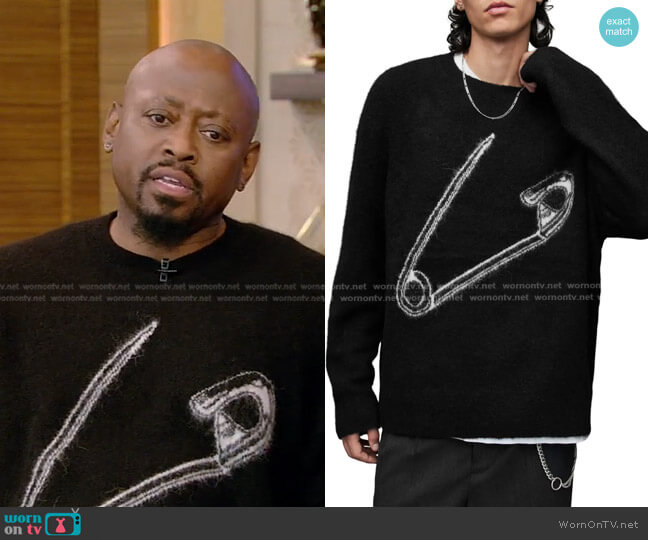 All Saints Eraze Alpaca & Wool Blend Crewneck Sweater worn by Omar Epps on Live with Kelly and Ryan