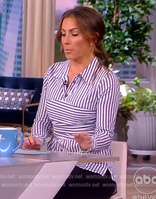 Alyssa’s blue asymmetric stripe shirt on The View
