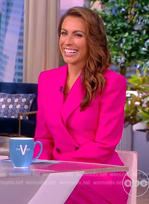 Alyssa’s pink double breasted blazer on The View