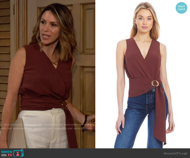 Amanda Uprichard Tandy Top in Truffle worn by Chloe Mitchell (Elizabeth Hendrickson) on The Young and the Restless