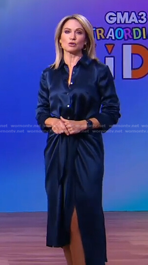 Amy’s navy knotted shirtdress on Good Morning America