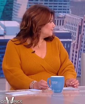 Ana's ribbed mustard sweater dress on The View