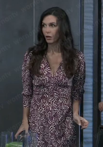 Anna’s burgundy and white printed dress on General Hospital