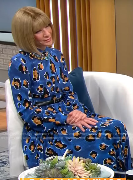 Anna Wintour's blue leopard print dress on CBS Mornings