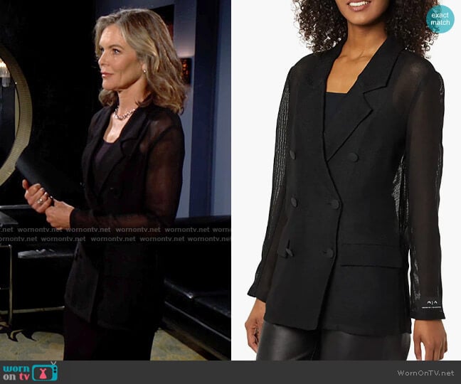 Armani Exchange Mesh Double-Breasted Boyfriend Blazer worn by Diane Jenkins (Susan Walters) on The Young and the Restless