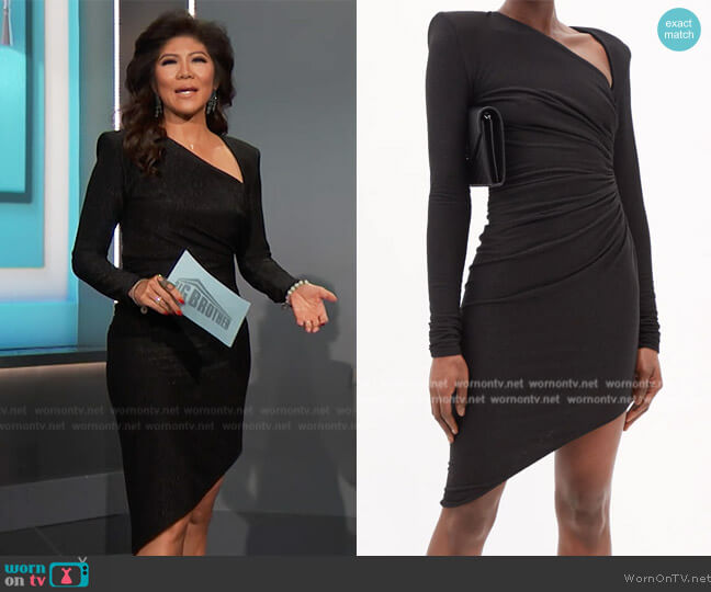 Alexandre Vauthier Asymmetric lame-jersey dress worn by Julie Chen on Big Brother