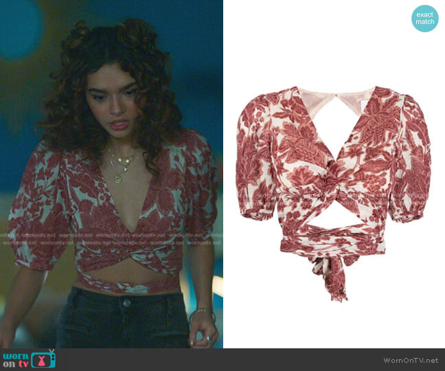Ba&Sh Wink Floral-Print Blouse worn by Flora (Paulina Chavez) on Fate The Winx Saga