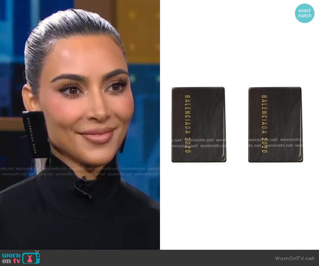 Balenciaga Rectangular Earrings worn by Kim Kardashian on Good Morning America