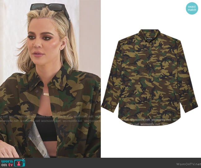 Balenciaga Camouflage-print Shirt worn by Khloe Kardashian (Khloe Kardashian) on The Kardashians