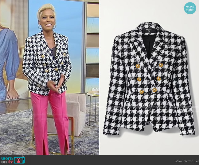 Balmain Double-breasted houndstooth tweed blazer worn by Tamron Hall on Tamron Hall Show