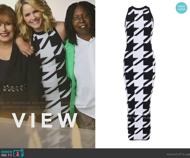 Balmain Houndstooth-print bodycon dress worn by Sara Haines on The View