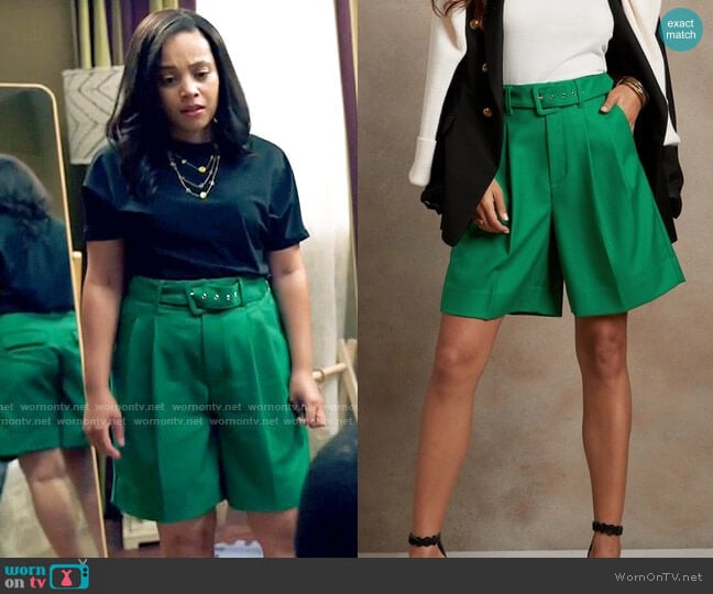 Banana Republic High Rise Italian Wool Bermuda Shorts worn by Darla (Bianca Lawson) on Queen Sugar