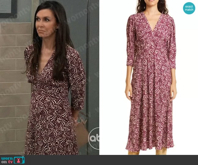 ba&sh Loa Dress worn by Anna Devane (Finola Hughes) on General Hospital