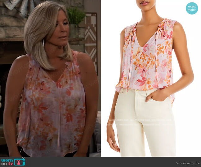  V Neck Floral Print Top worn by Carly Corinthos (Laura Wright) on General Hospital