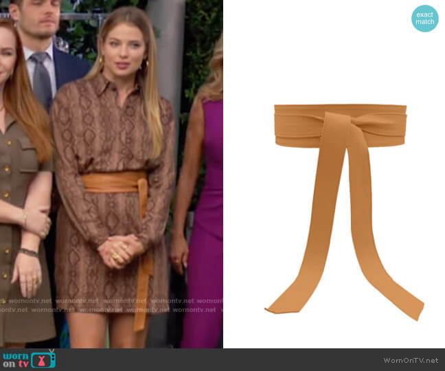 BeltBe Wrap Belt in Caramel worn by Summer Newman (Allison Lanier) on The Young and the Restless