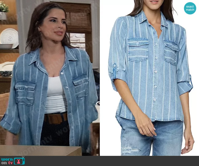 Billy T Striped Heart Utility Shirt worn by Sam McCall (Kelly Monaco) on General Hospital