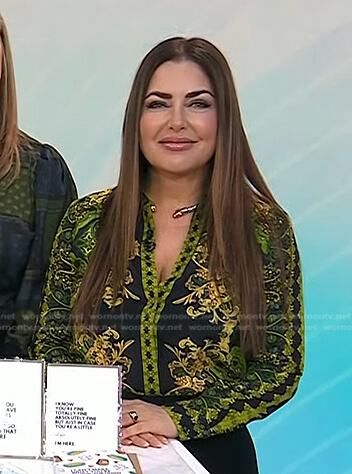 Bobbie's black and green print blouse on Today